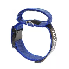   Julius K9 obojok s bezpečnostným zámkom a rukoväťou a vymeniteľnou nálepkou 40 mm/38-53 modro-sivý