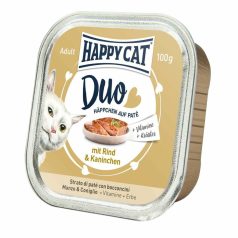 Happy Cat Duo Paštétové Kúsky Hovädzie-Králik 100g