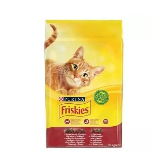 Friskies s hovädzím, kuracím mäsom a zeleninou suché krmivo pre mačky 10 kg