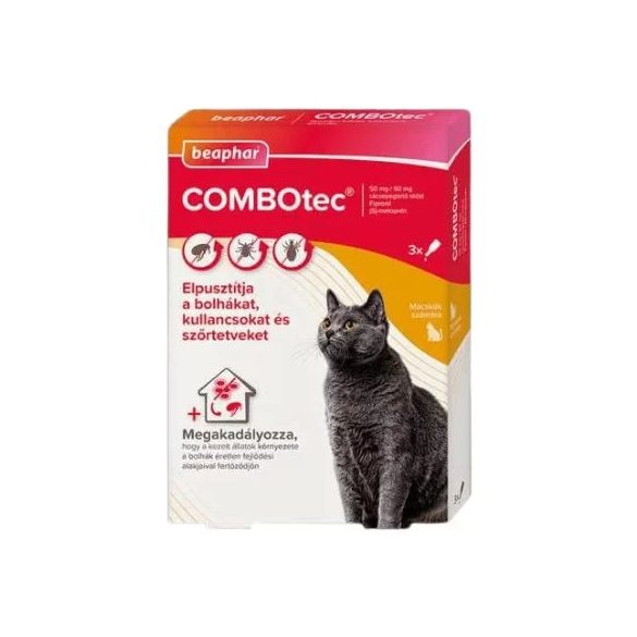 Beaphar Combotec – Roztok proti blchám a kliešťom Spot-on pre mačky a fretky (3x)