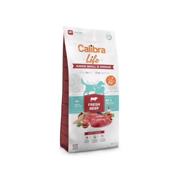Calibra Dog Life Junior Small & Medium Breed Fresh Beef krmivo pre psov 12 kg