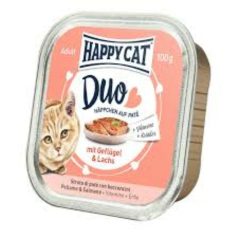 Happy Cat Duo Paštétové Kúsky Hydina-Losos 100g