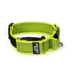   Julius K9 obojok s bezpečnostným zámkom a rukoväťou a vymeniteľnou nálepkou 50 mm/49-70 neon-sivý