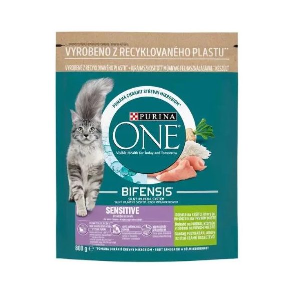 Purina ONE Sensitive morčacie suché krmivo pre mačky 800 g