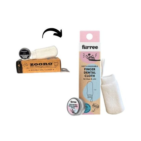 Prstový čistiaci obrúsok na zuby pre psov a mačky, s darčekom – zubným práškom.