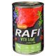 Rafi paštéta pre psov s divinou, červenými a modrými čučoriedkami, v konzerve 800g
