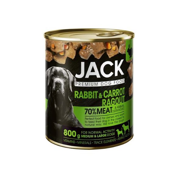 Jack konzerva pre psov ragú s králičím mäsom a mrkvou 800g
