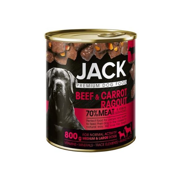 Jack konzerva pre psov ragú s hovädzím mäsom a mrkvou 400g
