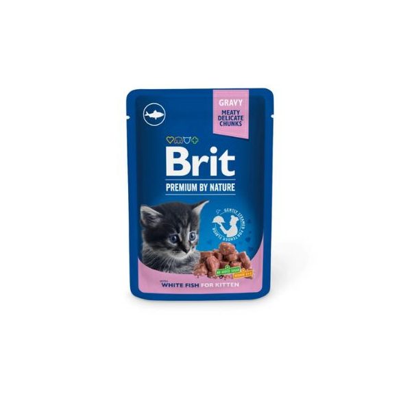 Brit Premium Cat Pouches White Fish for Kitten 24x100g