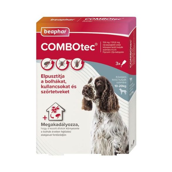 Beaphar Combotec Dog M 3x antiparazitárny spot-on proti blchám a kliešťom pre psov (10-20kg)