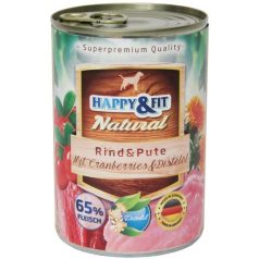  Happy&Fit Natural felnőtt, marha, pulyka, vörösáfonya 400 g