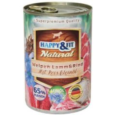 Happy&Fit Natural Lamb and Beef konzervy pre šteňatá 800g