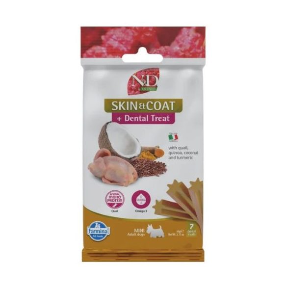 N&D Quinoa Maškrta pre psov Skin&Coat Quail Adult Mini 60g