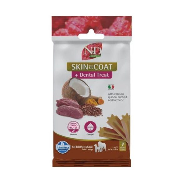 N&D Quinoa Maškrta pre psov Skin&Coat Venison Adult Med&Max 100g