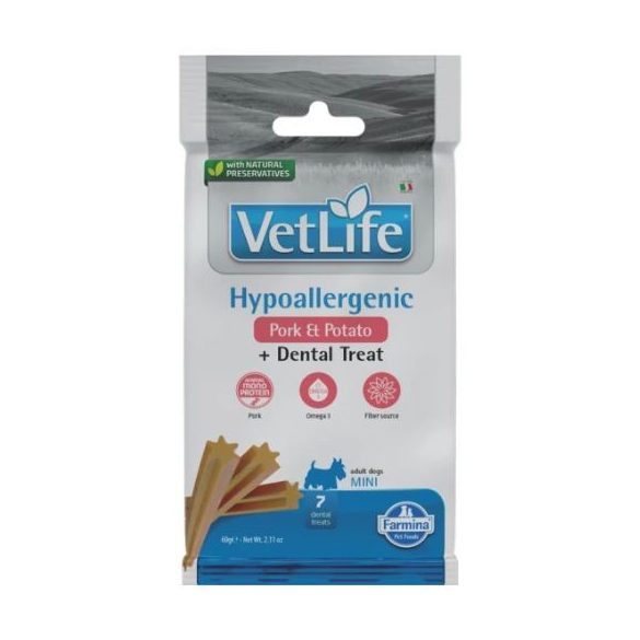 Vet Life Natural Diet Dog Pamlsky Hypo Pork&potato Adult Mini 60g