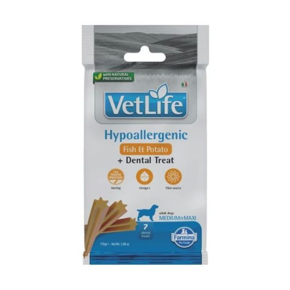Vet Life Natural Diet Dog Pamlsky Hypo Fish&potato Adult Med&max 100g