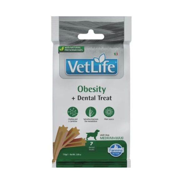 Vet Life Natural Diet Dog Pamlsky Obesity Adult Med&max 100g
