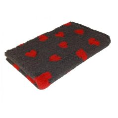   Vetbed Protismikľavá, Kĺby šetriaca Psia Posteľ Tmavošedá s Červenými Srdiečkami 75x50 cm