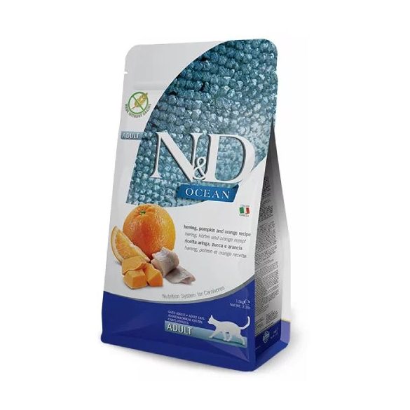N&D Cat Ocean Sleď, Tekvica, Pomaranč Adult