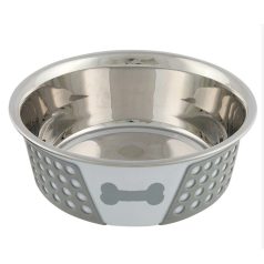   Trixie kovová miska pre psa so silikónovým viečkom 0,4 l / 14 cm biela/sivá